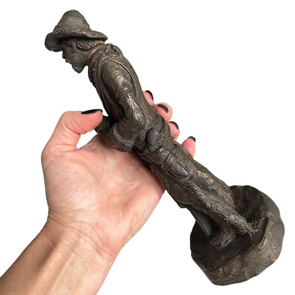 Michael Garman Buffalo Hunter Cowboy Sculpture Signed Retired Vintage 1987 READ - Picture 4 of 16